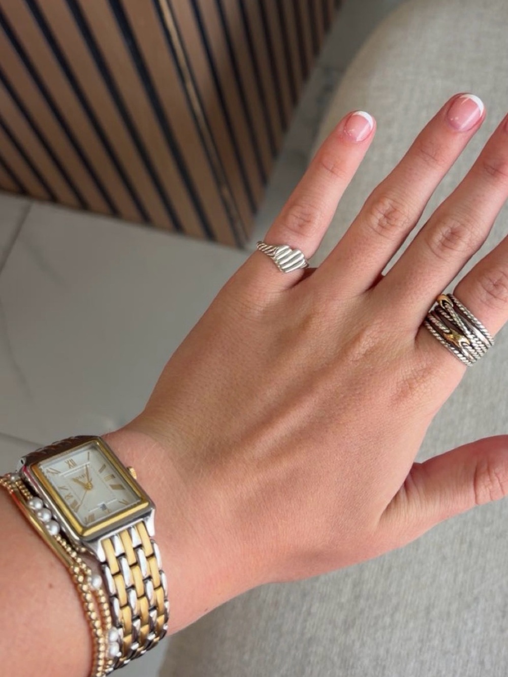Fossil Two-Tone Rectangular Bracelet Watch in Gold and Silver